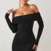 Vestito corto con spalle scoperte Oriana in modal nero Vestito corto con spalle scoperte Oriana in modal nero