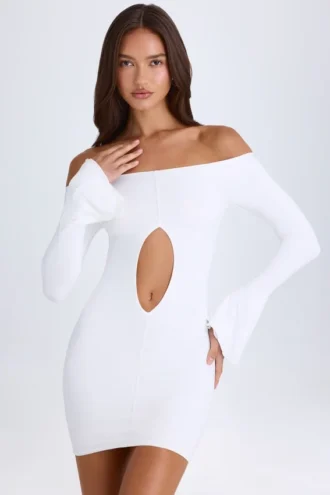 Vestito corto con spalline e cut-out Madelina in bianco