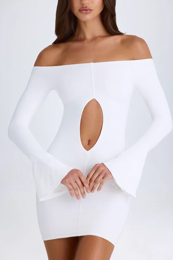 Vestito corto con spalline e cut-out Madelina in bianco Vestito corto con spalline e cut-out Madelina in bianco