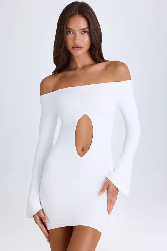 Vestito corto con spalline e cut-out Madelina in bianco Vestito corto con spalline e cut-out Madelina in bianco
