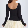 Vestito corto Delphi in Modal con scollo rotondo, vita bassa e orlo a palloncino, colore vaniglia Vestito corto Delphi in Modal con scollo rotondo, vita bassa e orlo a palloncino, colore vaniglia