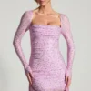 Vestito corto drappeggiato con collo a cappuccio Marilla in rosa peonia