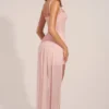 Vestito corto drappeggiato con corpetto a bustino Reeva in rosa cipria