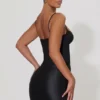 Vestito corto drappeggiato con corsetto Lovella in nero