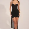 Vestito corto drappeggiato con corsetto Reeva in nero