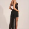 Vestito corto drappeggiato con corsetto Reeva in nero