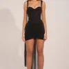 Vestito corto drappeggiato con corsetto Reeva in nero