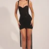 Vestito corto drappeggiato con corsetto Reeva in nero