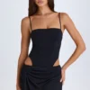 Vestito corto drappeggiato con cut-out Shiloh in nero