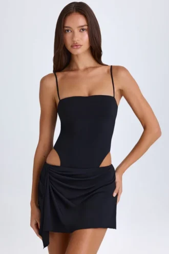 Vestito corto drappeggiato con cut-out Shiloh in nero