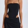 Vestito corto drappeggiato con cut-out Shiloh in nero