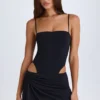 Vestito corto drappeggiato con cut-out Shiloh in nero
