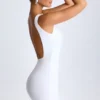 Vestito corto drappeggiato con schiena scoperta Valetta in bianco