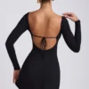 Vestito corto Hope in modal con scollo quadrato e maniche lunghe, colore nero Vestito corto Hope in modal con scollo quadrato e maniche lunghe, colore nero