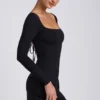 Vestito corto Hope in modal con scollo quadrato e maniche lunghe, colore nero Vestito corto Hope in modal con scollo quadrato e maniche lunghe, colore nero