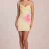 Vestito corto in chiffon Marielle con stampa floreale gialla