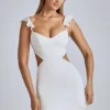 Vestito corto in raso con cut-out Rialta in avorio