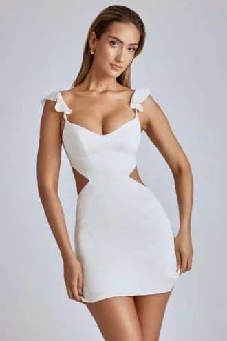 Vestito corto in raso con cut-out Rialta in avorio