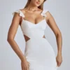 Vestito corto in raso con cut-out Rialta in avorio