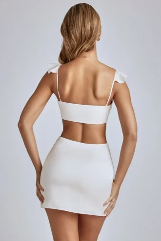 Vestito corto in raso con cut-out Rialta in avorio