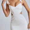 Vestito corto in raso con cut-out Rialta in avorio