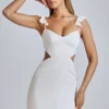 Vestito corto in raso con cut-out Rialta in avorio