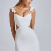 Vestito corto in raso con cut-out Rialta in avorio