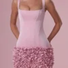 Vestito corto in raso Zelia in rosa cipria