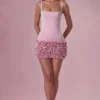 Vestito corto in raso Zelia in rosa cipria