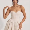 Vestito corto in tulle con corsetto Emeline in avorio