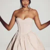 Vestito corto in tulle con corsetto Emeline in avorio