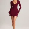 Vestito corto Iskra in Modal a maniche lunghe color vino Vestito corto Iskra in Modal a maniche lunghe color vino