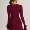 Vestito corto Iskra in Modal a maniche lunghe color vino Vestito corto Iskra in Modal a maniche lunghe color vino