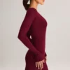 Vestito corto Iskra in Modal a maniche lunghe color vino Vestito corto Iskra in Modal a maniche lunghe color vino