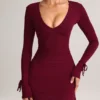 Vestito corto Iskra in Modal a maniche lunghe color vino Vestito corto Iskra in Modal a maniche lunghe color vino