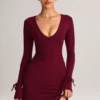 Vestito corto Iskra in Modal a maniche lunghe color vino Vestito corto Iskra in Modal a maniche lunghe color vino