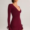 Vestito corto Iskra in Modal a maniche lunghe color vino Vestito corto Iskra in Modal a maniche lunghe color vino
