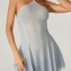 Vestito corto Juni con allacciatura sul retro in pizzo decorato, colore acquamarina
