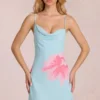 Vestito corto Marielle in chiffon con stampa floreale blu