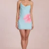 Vestito corto Marielle in chiffon con stampa floreale blu