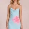 Vestito corto Marielle in chiffon con stampa floreale blu