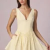 Vestito corto Marissa con dettaglio fiocco e linea ad A a righe giallo limone Vestito corto Marissa con dettaglio fiocco e linea ad A a righe giallo limone