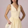 Vestito corto Marissa con dettaglio fiocco e linea ad A a righe giallo limone Vestito corto Marissa con dettaglio fiocco e linea ad A a righe giallo limone