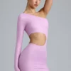 Vestito corto monospalla con cut-out metallico Zanab in rosa violetto
