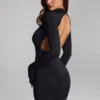 Vestito corto nero senza schienale in jersey aderente Luanni