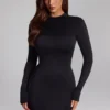 Vestito corto nero senza schienale in jersey aderente Luanni