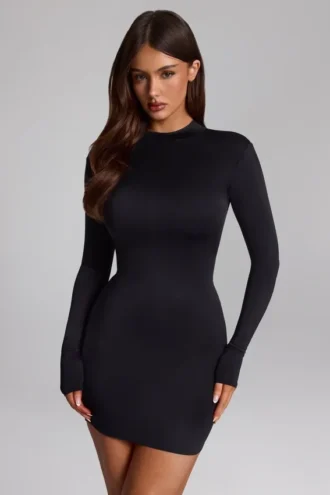 Vestito corto nero senza schienale in jersey aderente Luanni