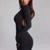 Vestito corto nero senza schienale in jersey aderente Luanni
