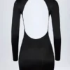 Vestito corto nero senza schienale in jersey aderente Luanni