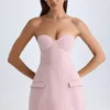 Vestito corto senza spalline Arta con struttura a tulipano in rosa malva